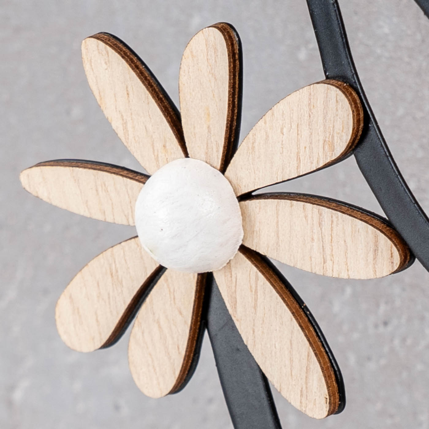 Deko Aufsteller Ostern L19cm Metall Holz Osterhase Blume Natur Schwarz Tischdeko