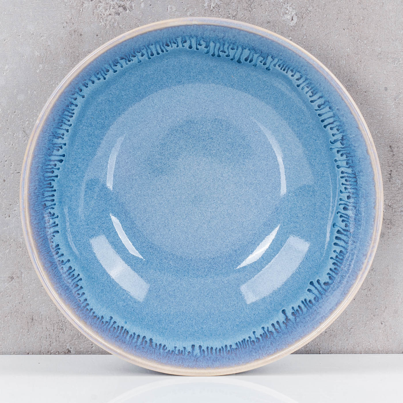 6er Set Steingut Schale Ø18cm Blau Salat Schüssel 6 Personen Suppenteller Bowl