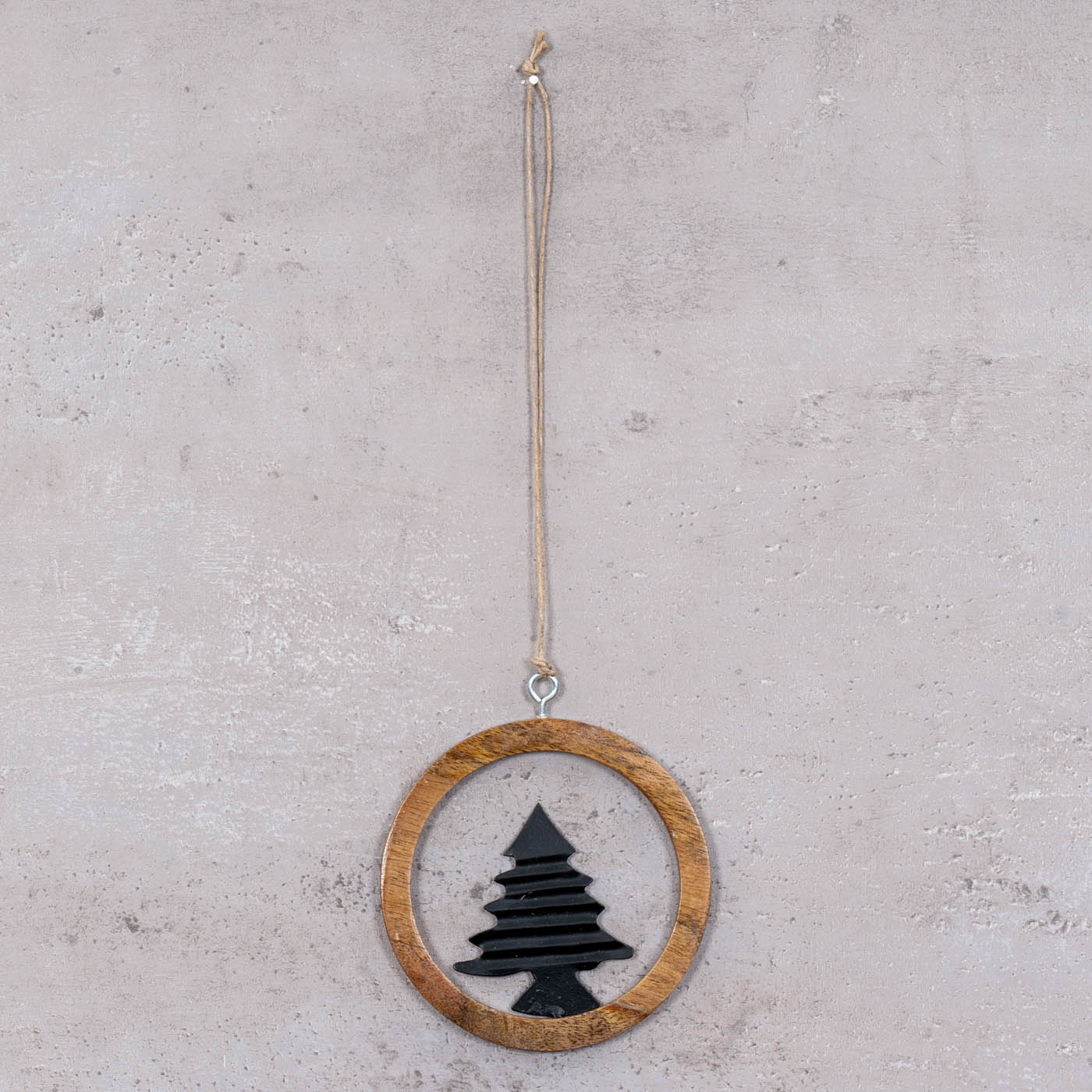 4er Set Deko-Anhänger Ø11cm Baumschmuck Mangoholz Stern Engel Tanne Flocke Deko