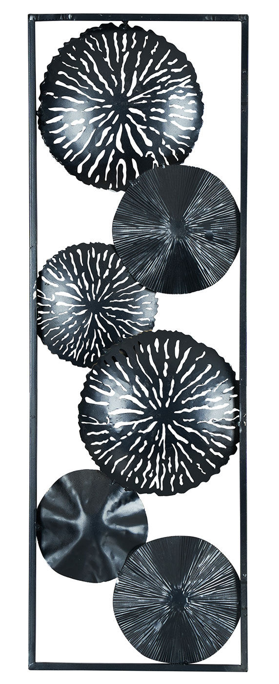 3D Wandbild 30x90cm Ringe Metall Silber Kupfer Gold Deko Teller Wanddeko Design