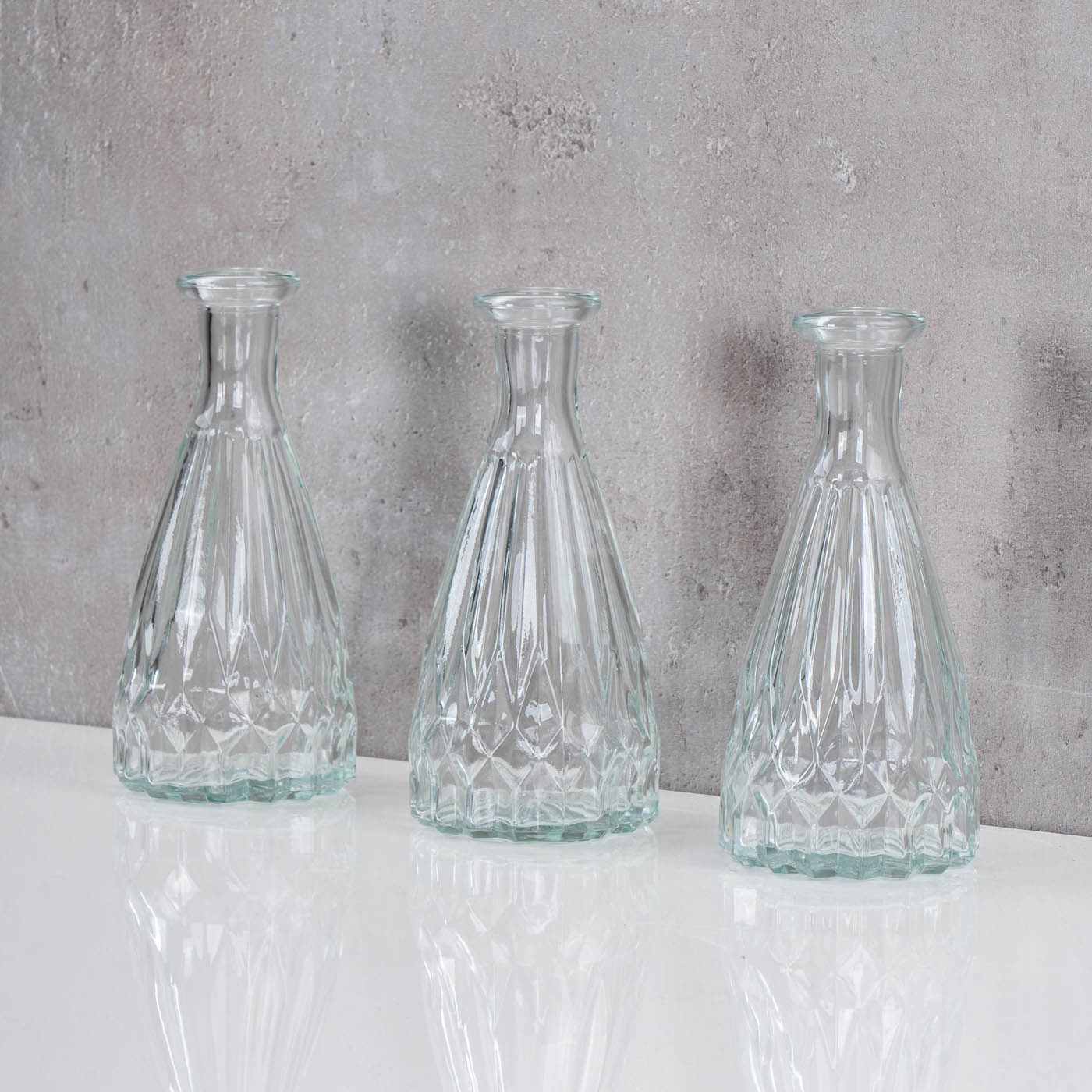 3er Set Vasen Glas H15cm Klarglas Blumenvase Tischdeko Glasvase Blumendeko