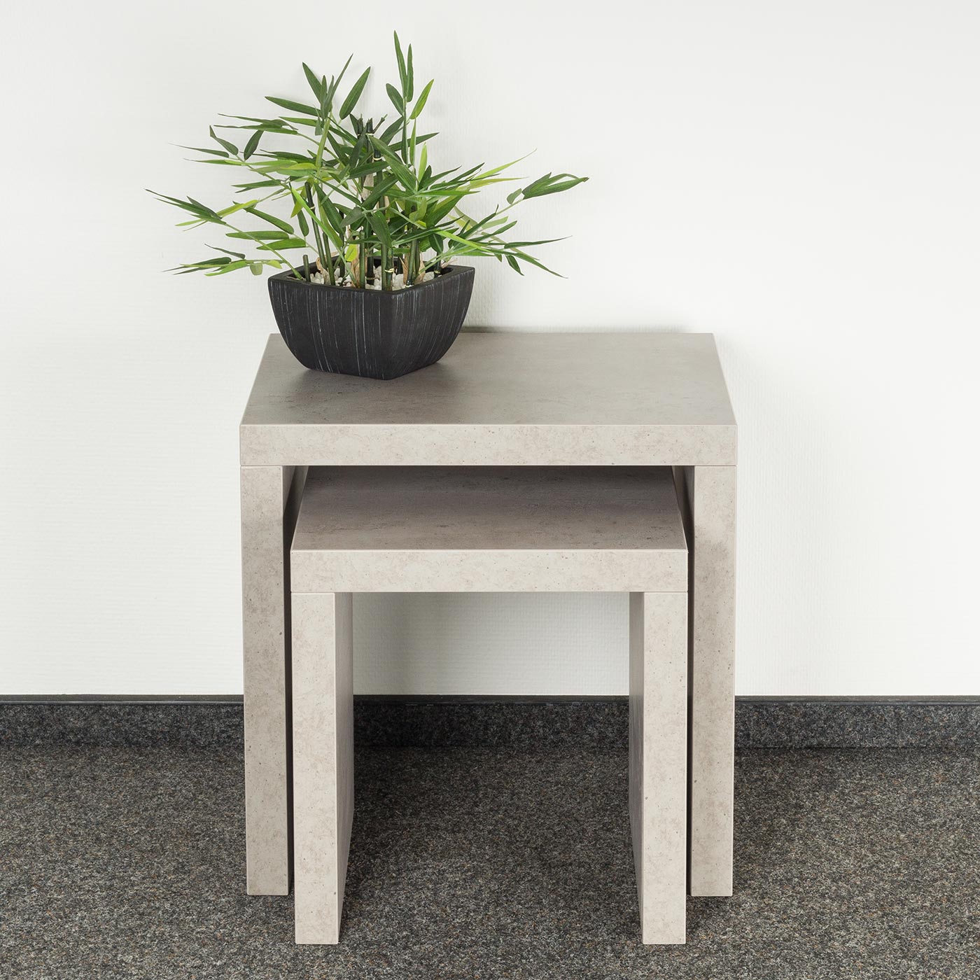2 Satztisch 44x44x36cm Betonoptik grau Beistelltisch Couchtisch