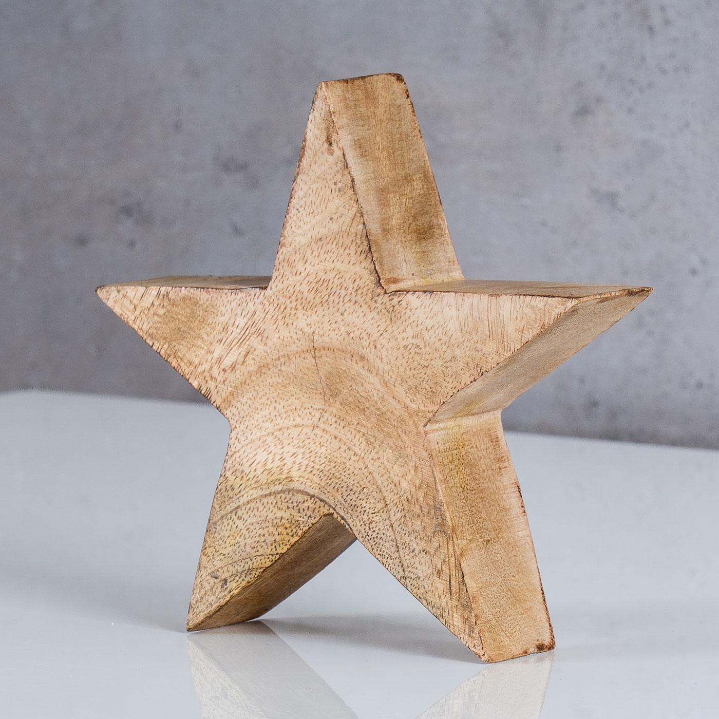 Stern Holzstern Mango 14cm Mangoholz Braun Natur Deko Tischdeko Holzdeko