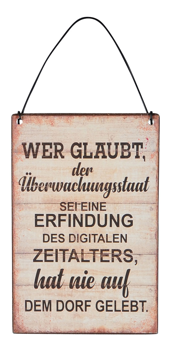 3er Set Blechschilder H15cm Sprüche Dorfleben Wandbild Wanddeko Deko Schilder