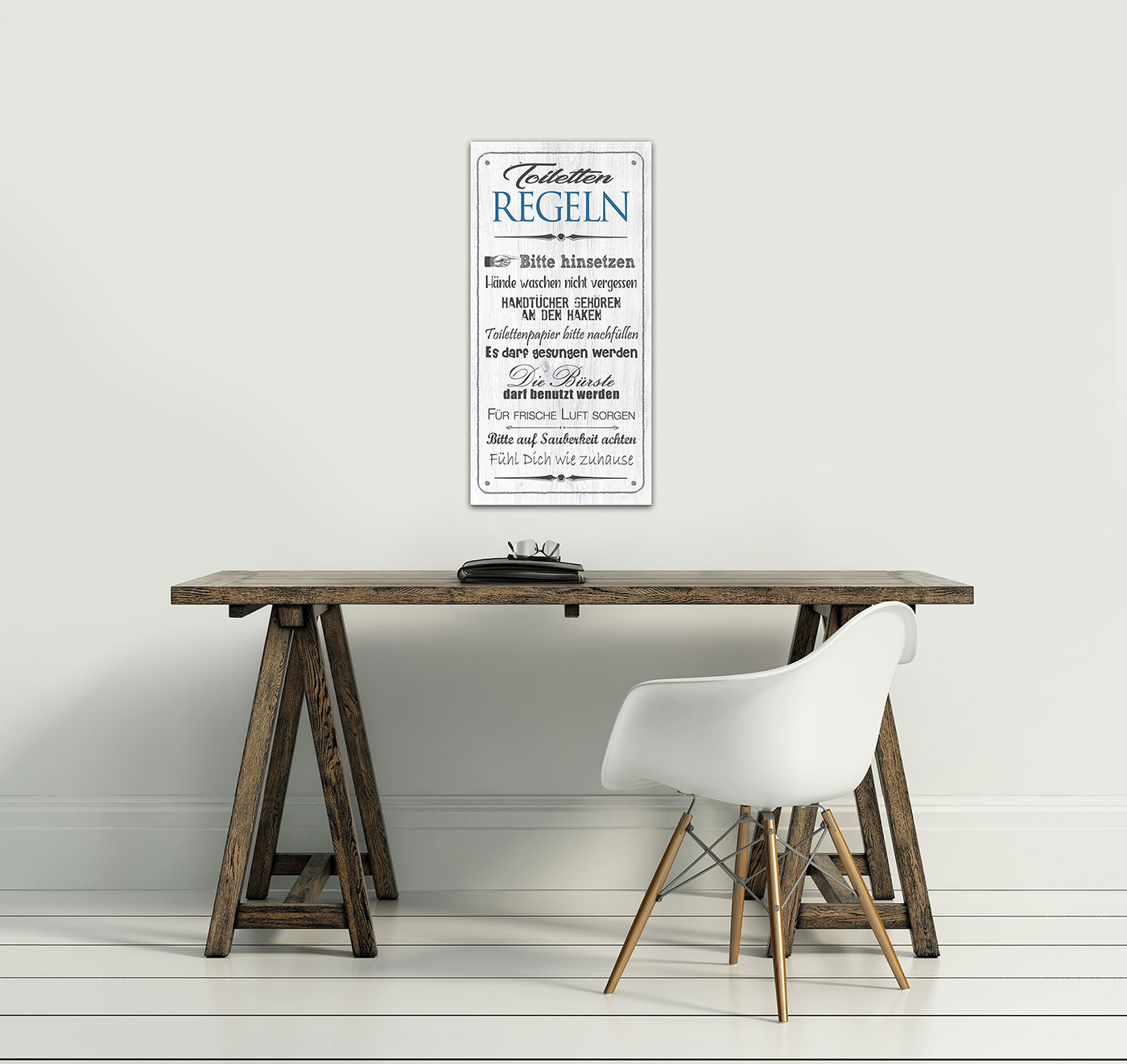 Wandbild 20x40cm Toilettenregeln Bad Spruch Deko Wandschild Bild Wanddeko