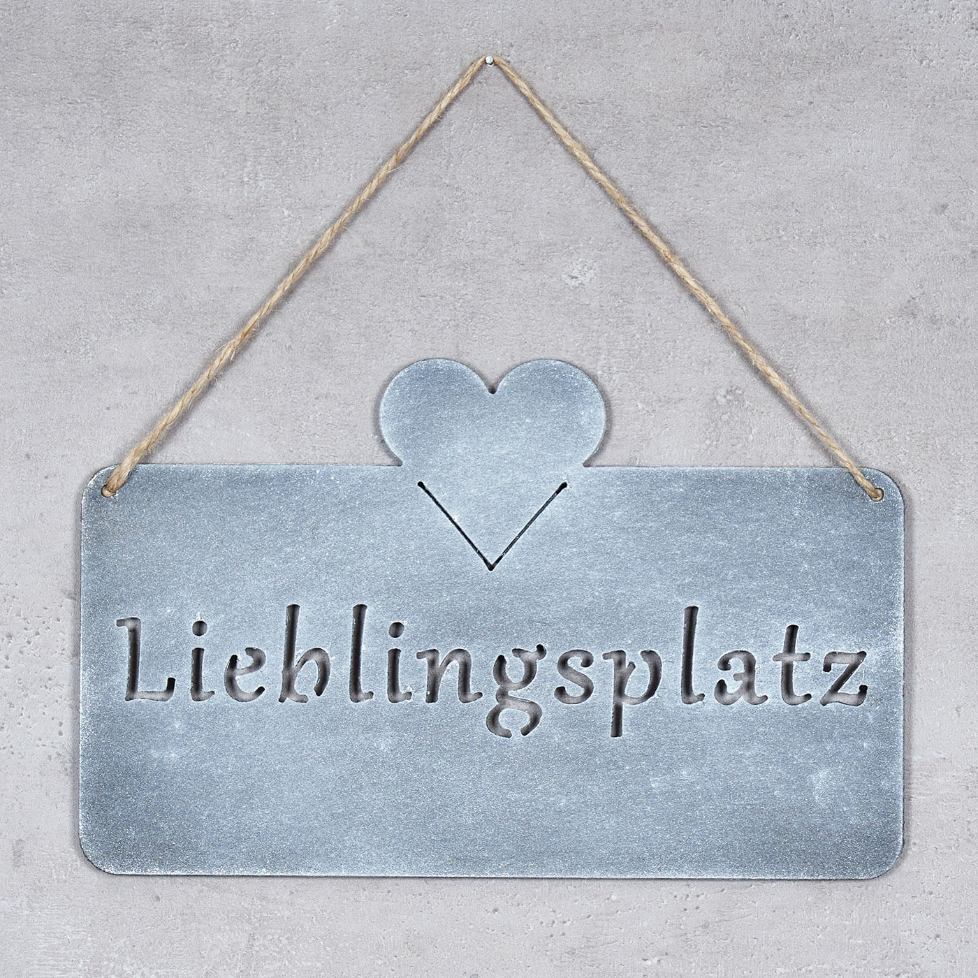Schild Lieblingsplatz 25x16cm Herz Garten-Deko Türschild Wandbild Beton