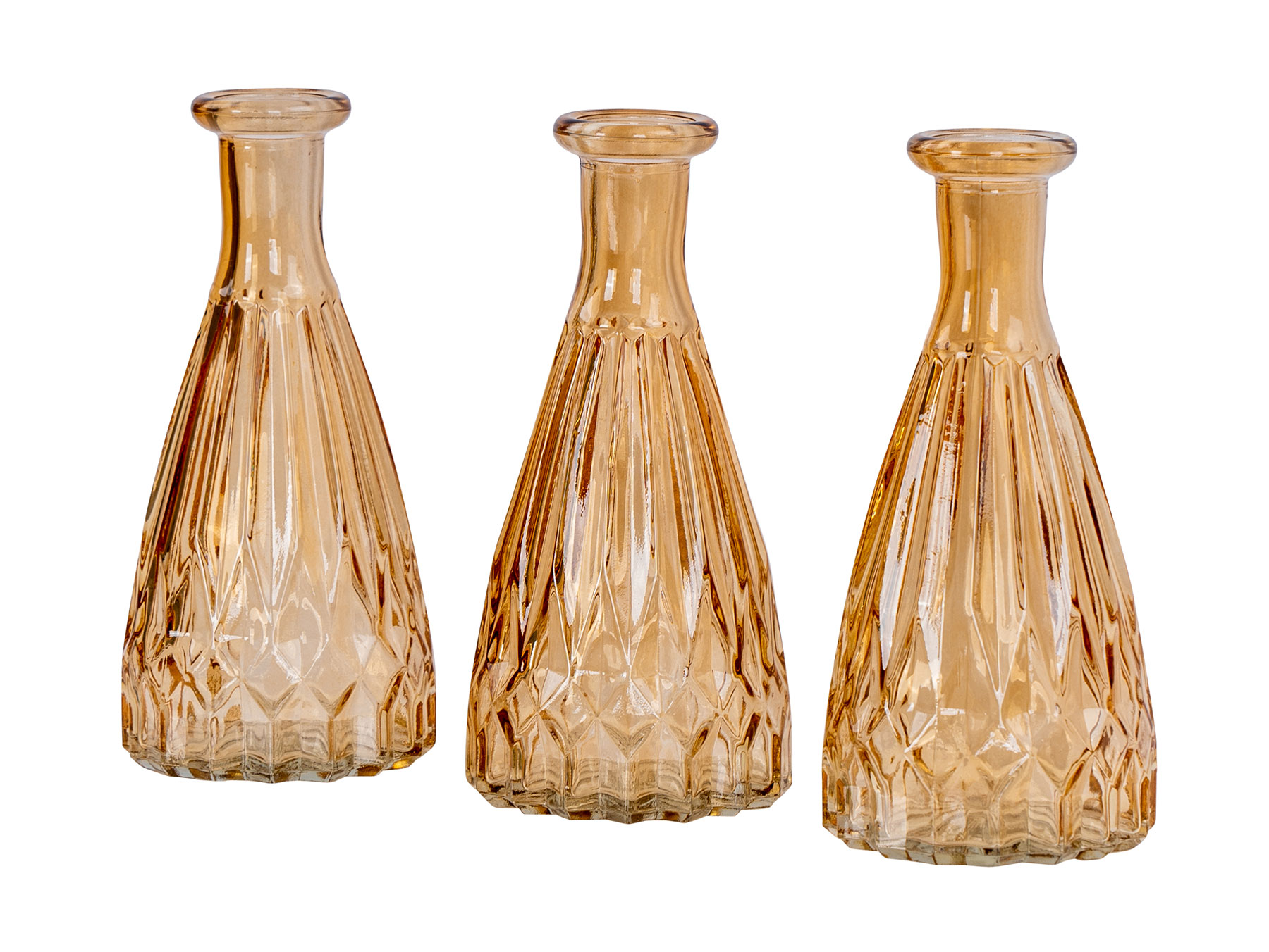 3er Set Vasen Glas H15cm Orange Amber Blumenvase Tischdeko Glasvase Blumendeko