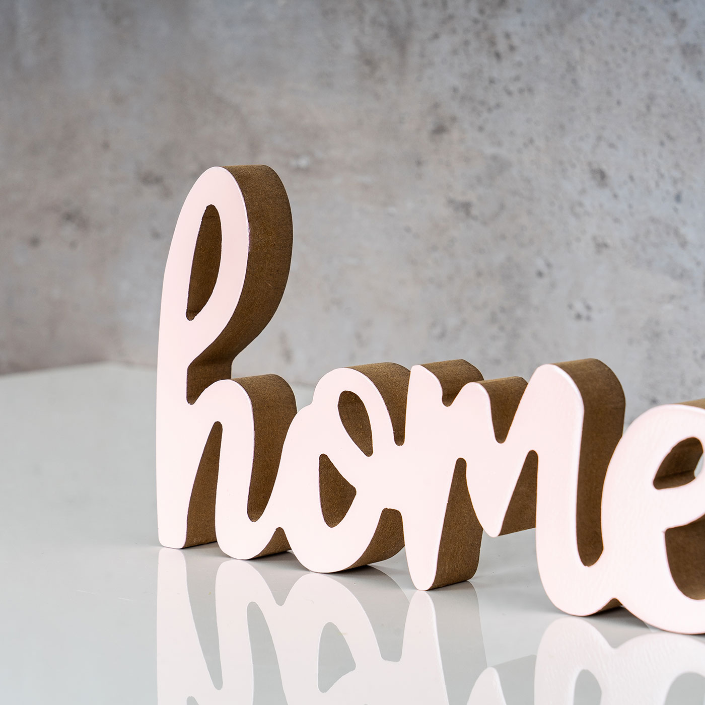 Schriftzug Home L20cm Pastell Rosa Holz Tischdeko Deko Aufsteller Wohndeko
