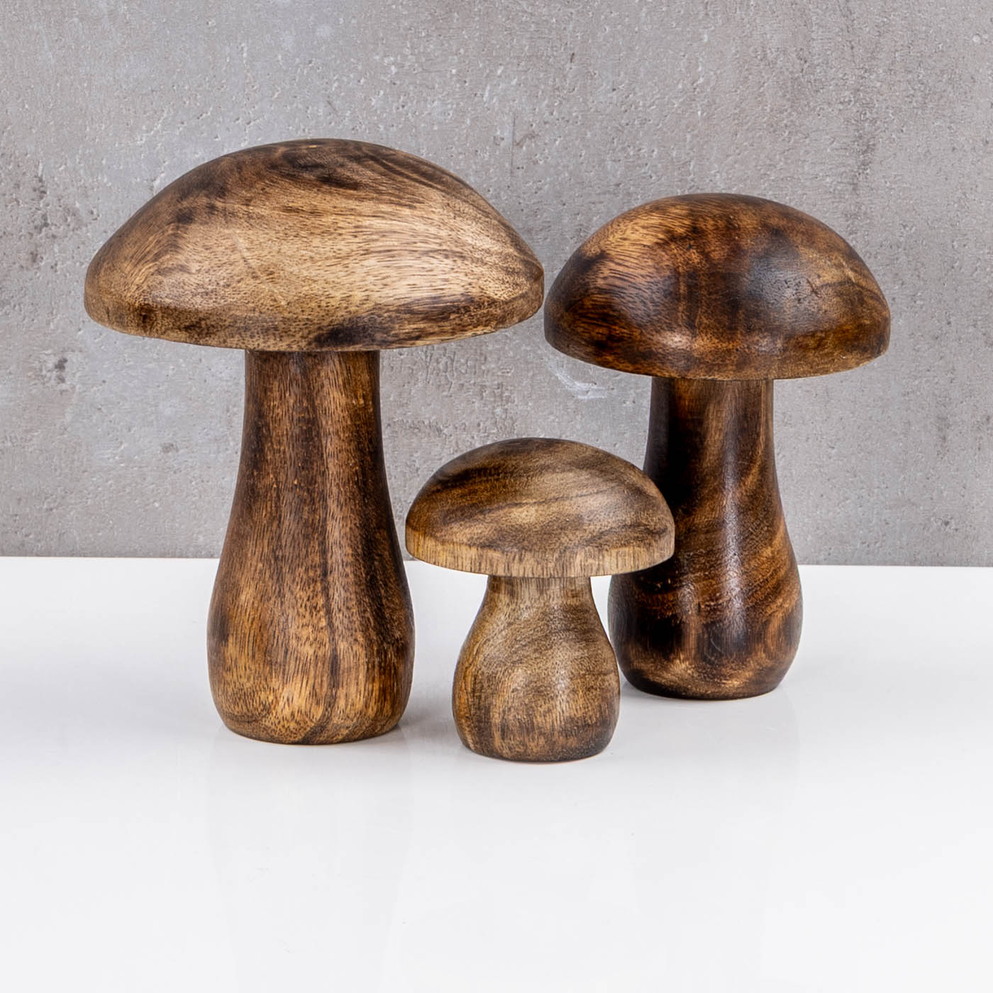3er Set Deko Aufsteller Pilz Holzdeko Mango Braun Tischdeko Herbst Herbstdeko