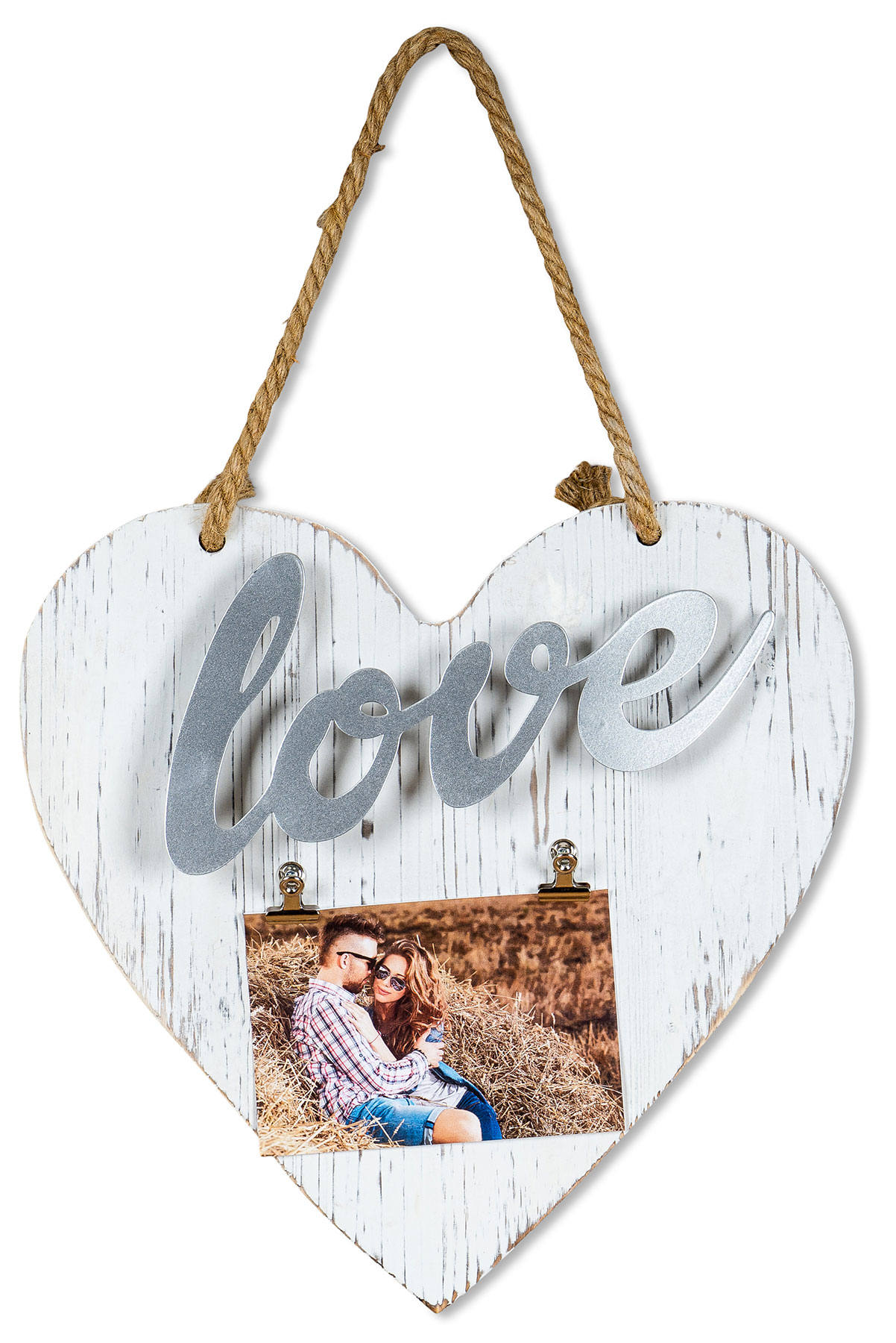 Bilderrahmen Schriftzug 10x15 Klammern Herz Love Vintage Shabby Chic Fotorahmen