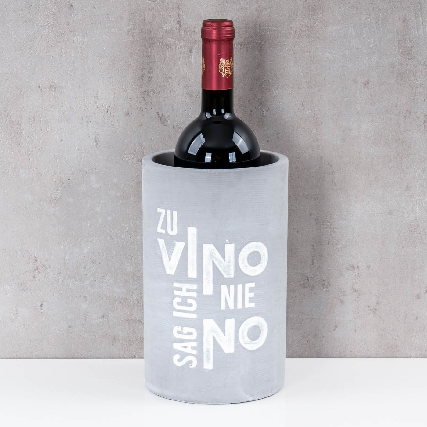 Flaschenkühler Beton Grau H21cm Weinkühler Spruch Zu Vino Sektkühler Tischdeko