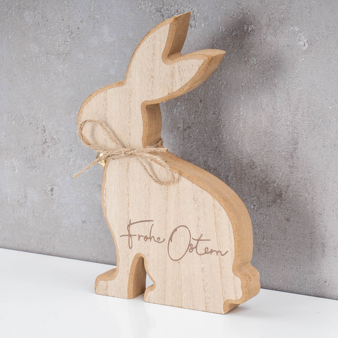 Osterhase Frohe Ostern Deko Hase H20cm MDF Holz Natur Figur Tischdeko Frühling