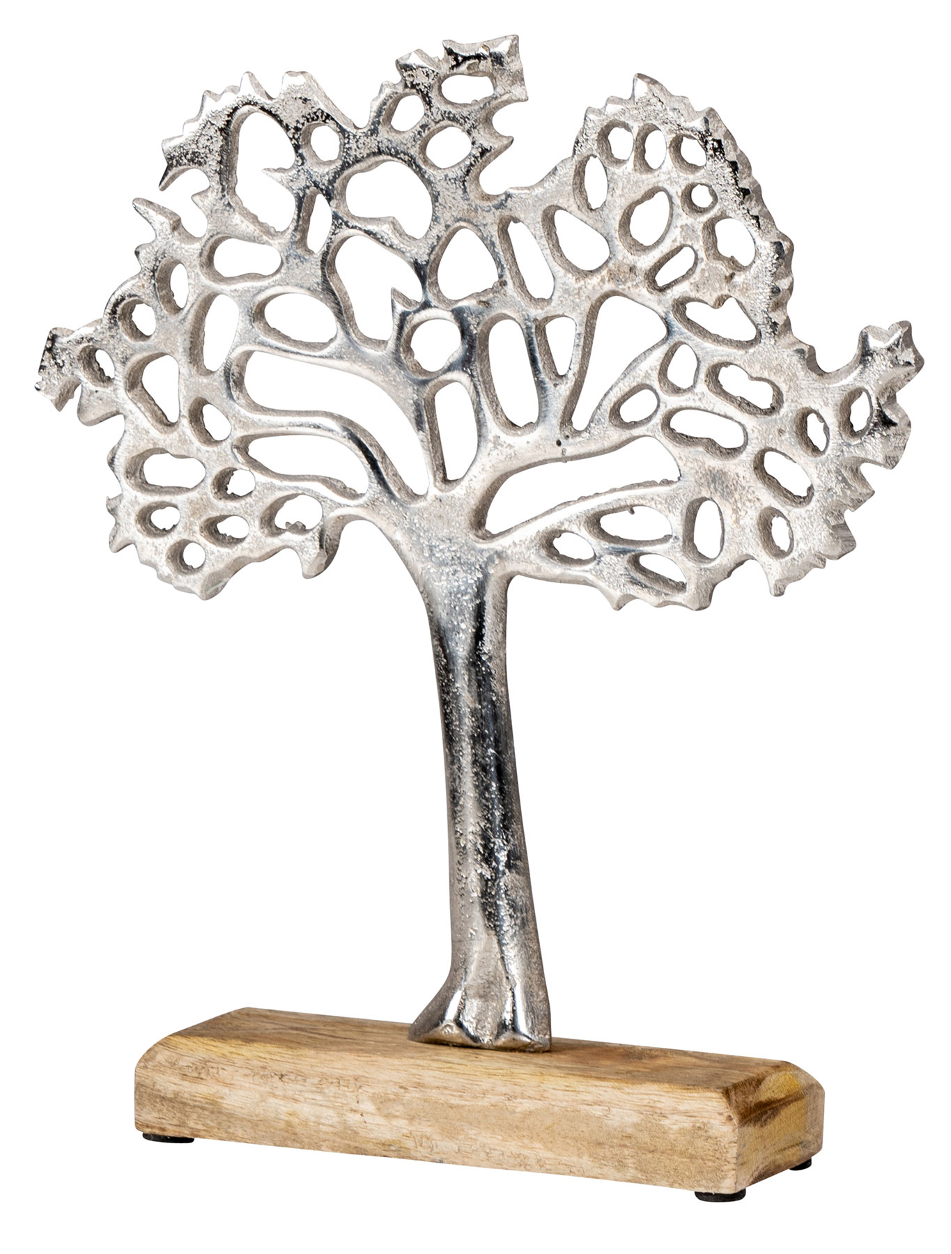 Deko-Aufsteller H25cm Lebensbaum Mangoholz Silber Braun Tischdeko Deko Baum