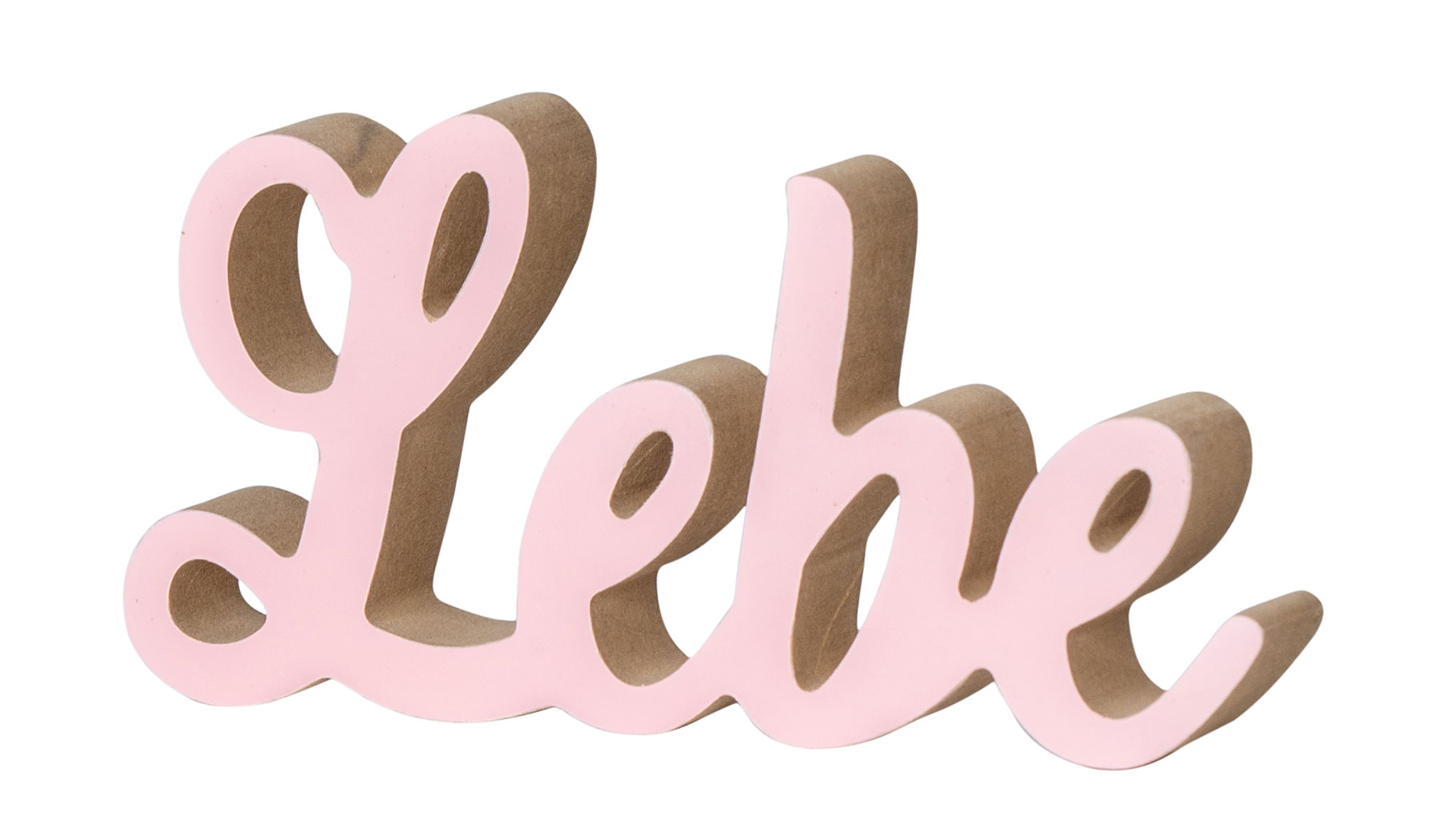 Schriftzug Lebe L20cm Pastell Rosa Holz Tischdeko Deko Aufsteller Wohndeko