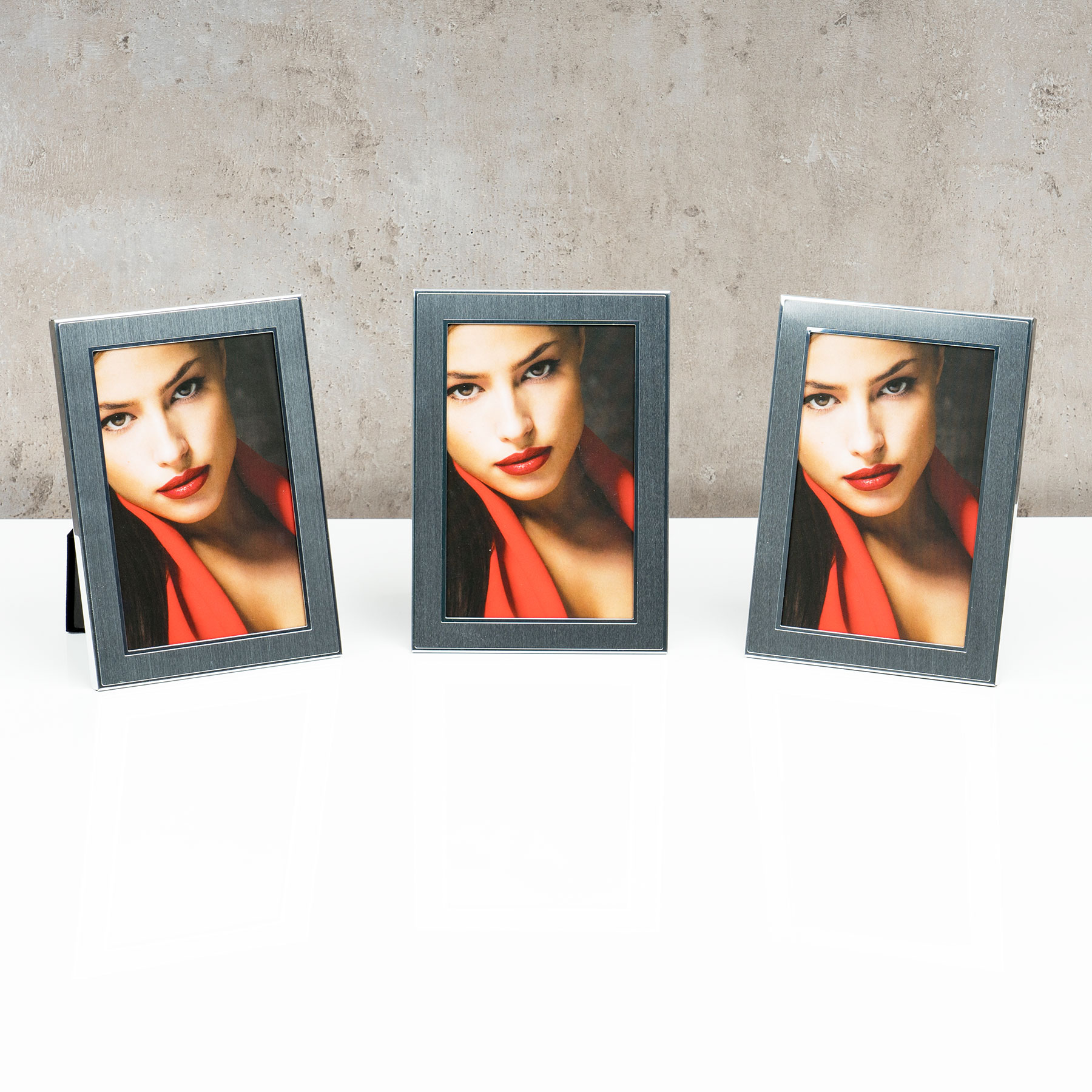 levandeo Bilderrahmen 10x15cm Alu Aluminium silber Fotorahmen Portrait Glas