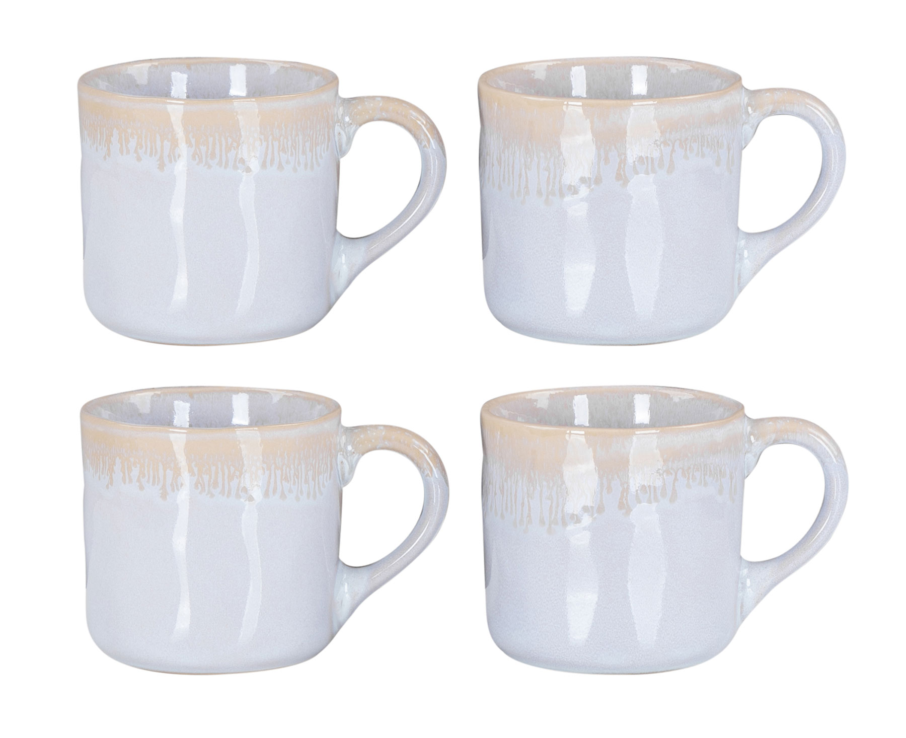 4er Set Steingut Becher 350ml Tasse Grau Kaffeepott Tasse Modern Design Küche