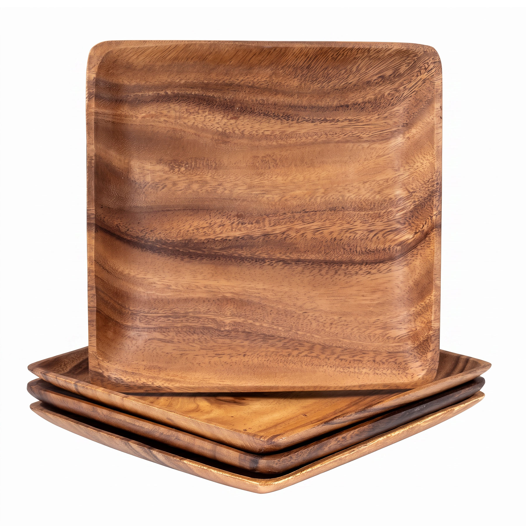 4er Set Teller aus Akazienholz 25x25cm Holzteller Dekoschale Tischdeko Ablage