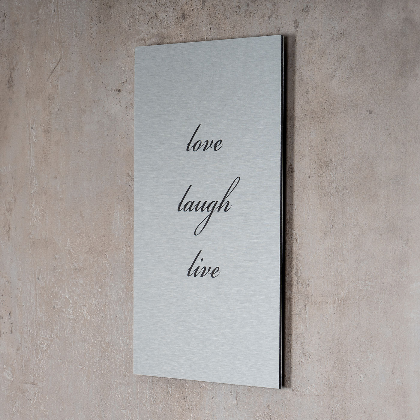 levandeo Wandbild Bild Schild Love Laugh Live 20x30cm Alu Aluminium gebürstet