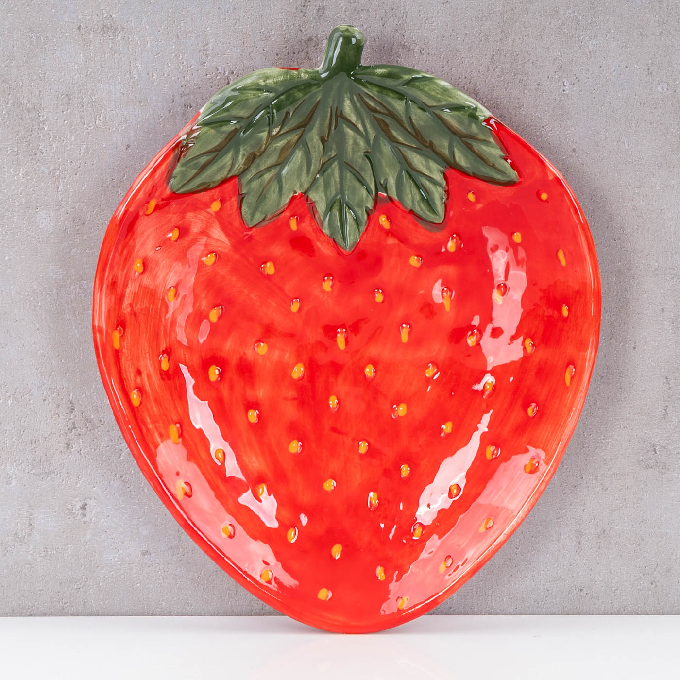 Teller Erdbeere Keramik 26cm Erdbeerschale Sommer Obst Dekoschale Tischdeko