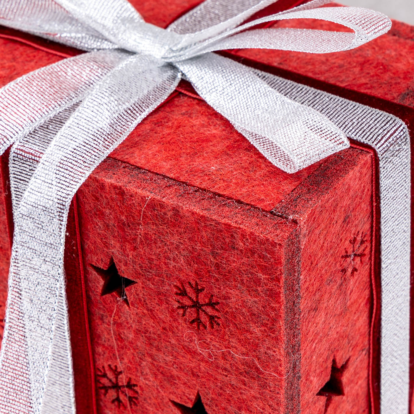 LED Geschenkbox Rot Filz Weihnachtsdeko Deko Sterne Geschenk Weihnachten