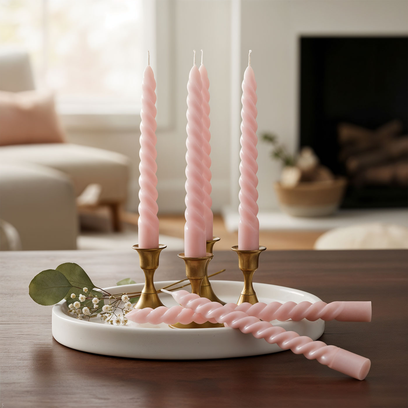 6er Set Rosa Kerzen Gedreht H20cm Stabkerzen Tafelkerzen Spiralkerzen Tischdeko