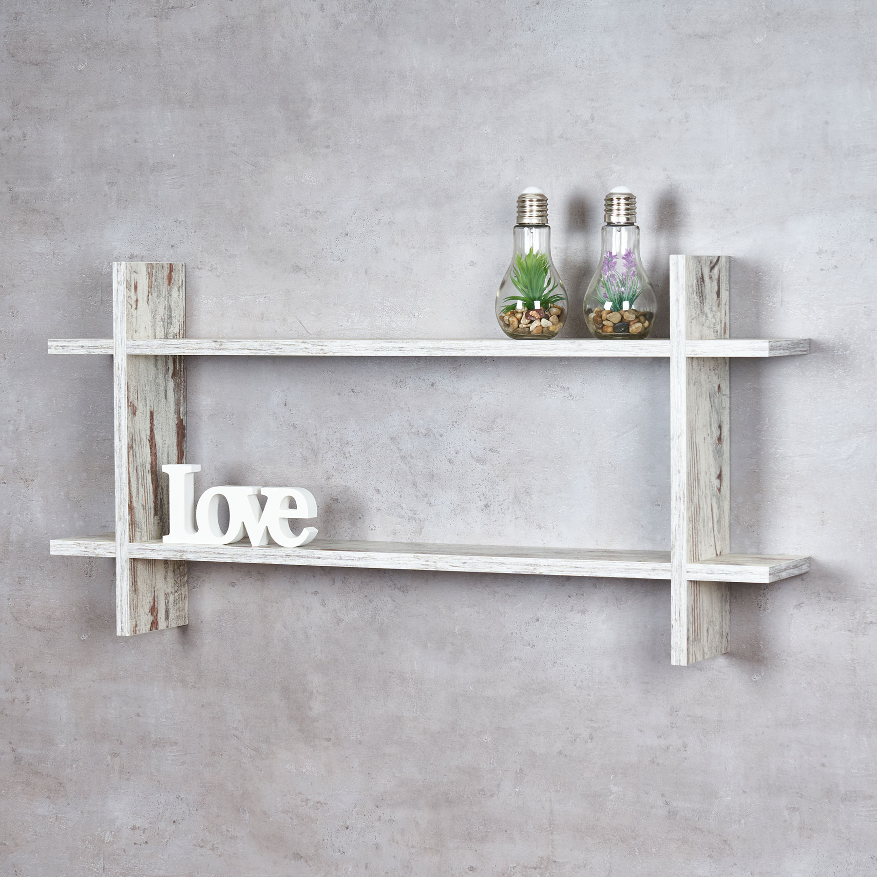 Regal BxH 98x48cm Holz Steckregal Shabby Chic Wandregal Bücherregal Vintage Deko