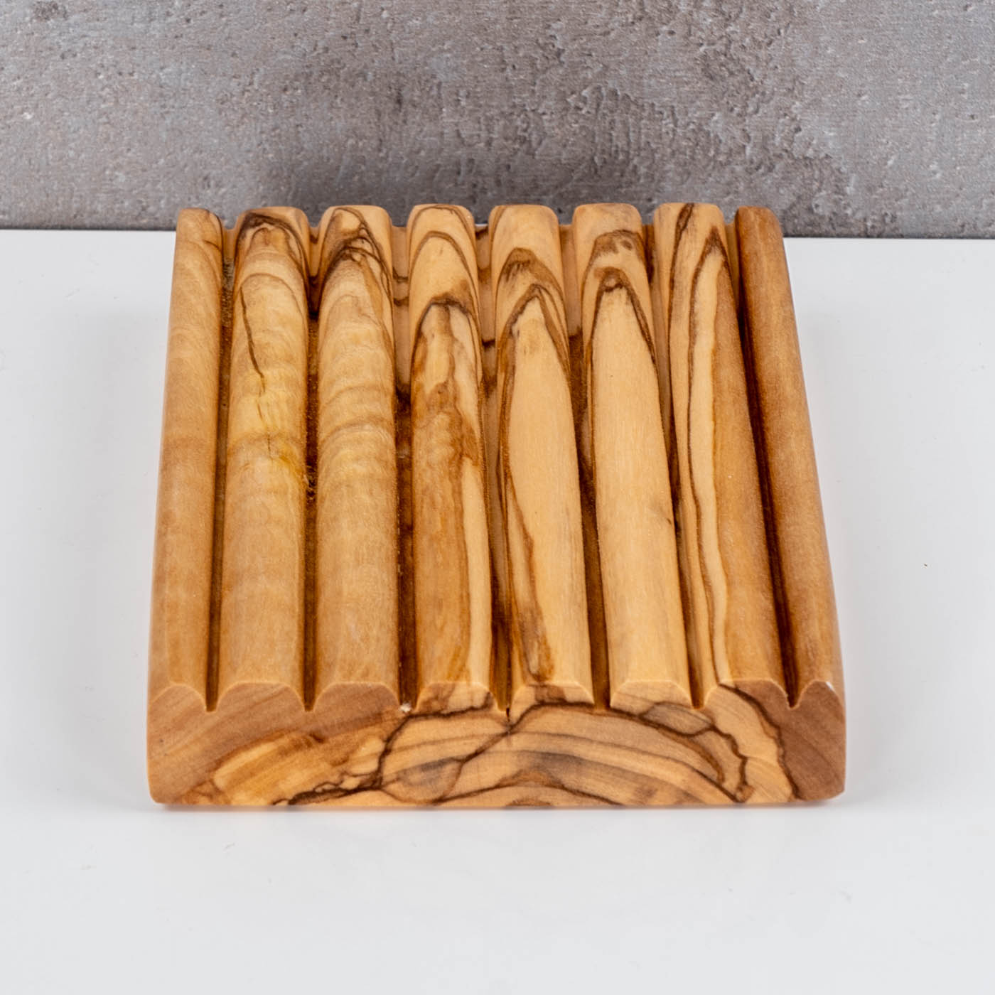 Olivenholz-Seifenschale ca.12x8cm Geriffelt Seifenhalter Badzubehör Holz Natur Unikat
