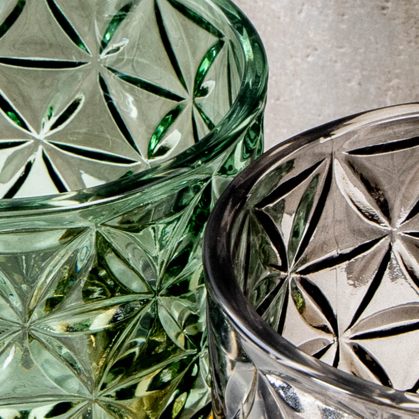 3er Set Teelichthalter Glas Rosa Grün Grau H9cm Kerzenglas Retro Tischdeko Deko