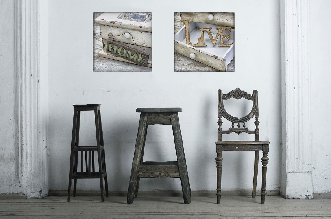 levandeo Glasbild 30x30cm Wandbild Bild Glas Home Shabby Chic Vintage Landhaus