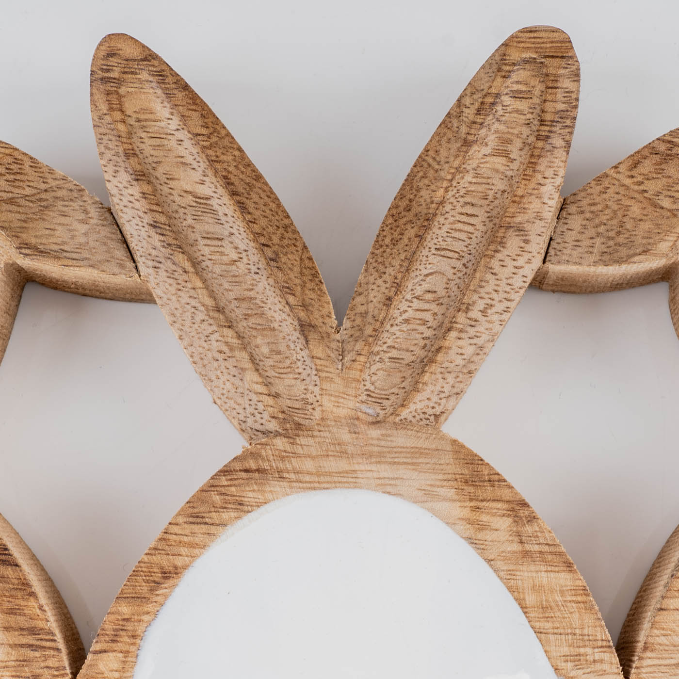 Deko Schale L26cm Ostereier Hasenohren Mangoholz Natur Weiß Osterdeko Tischdeko