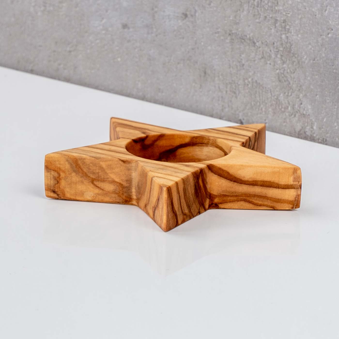 3er Set Teelichthalter Olivenholz Stern Natur Kerzenhalter Holz Tischdeko Unikat