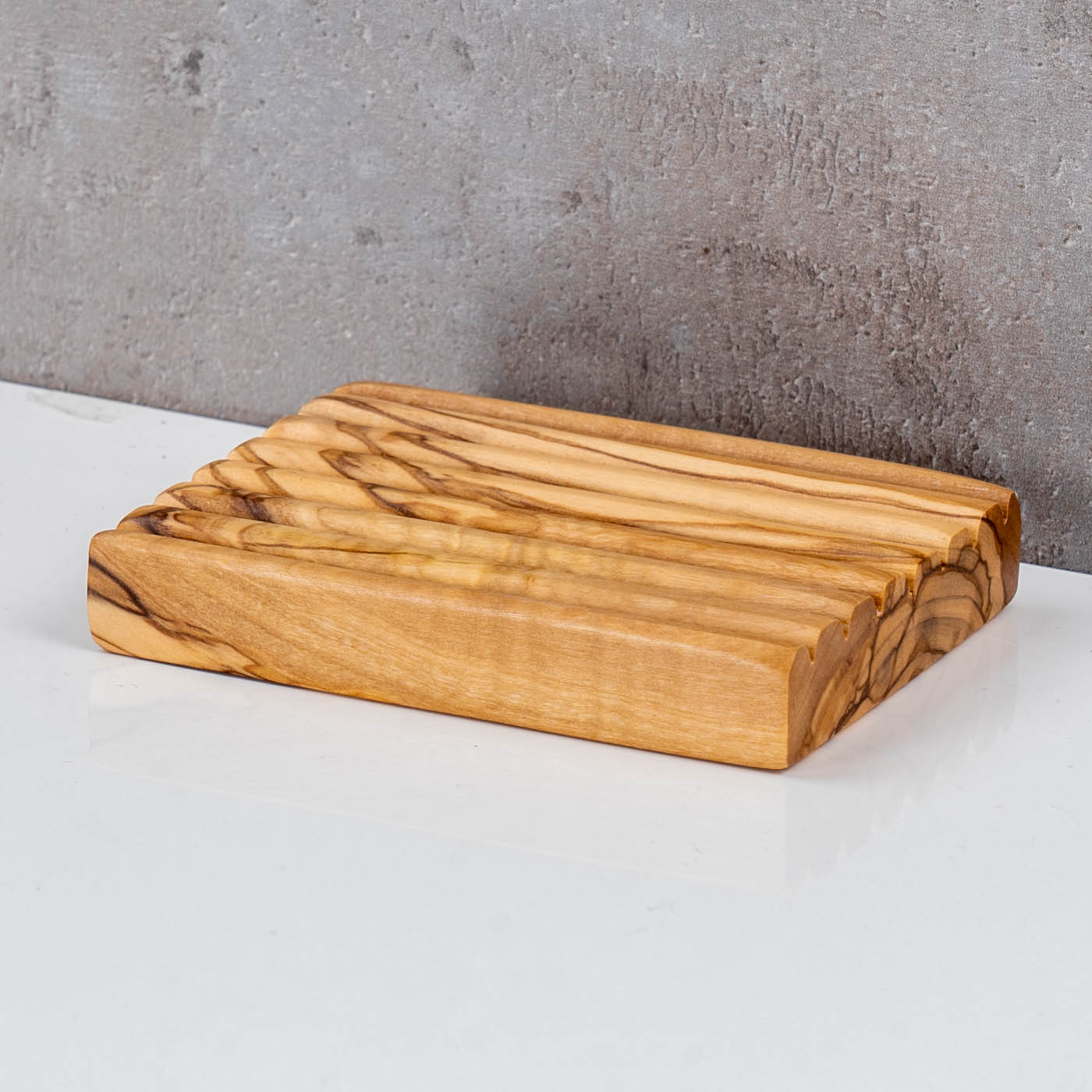 Olivenholz-Seifenschale ca.12x8cm Geriffelt Seifenhalter Badzubehör Holz Natur Unikat