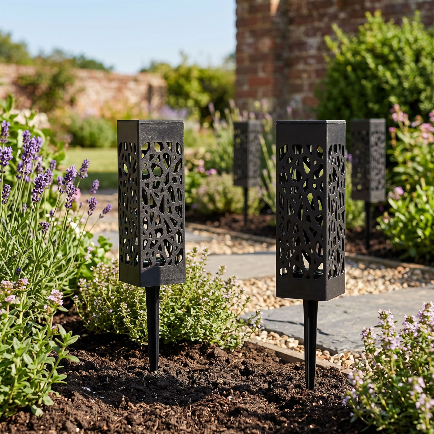 2er Set Garten Solarleuchte LED Solarlampe Dekoleuchte Warmweiß Garten-Deko