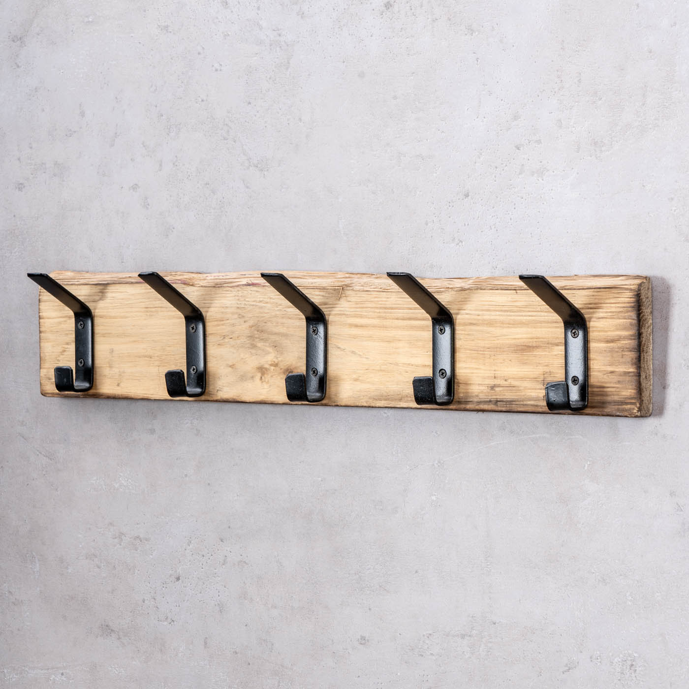Garderobe Holz L55cm Hakenleiste 5 Haken Eiche Wanddeko Deko Kleiderhaken Natur