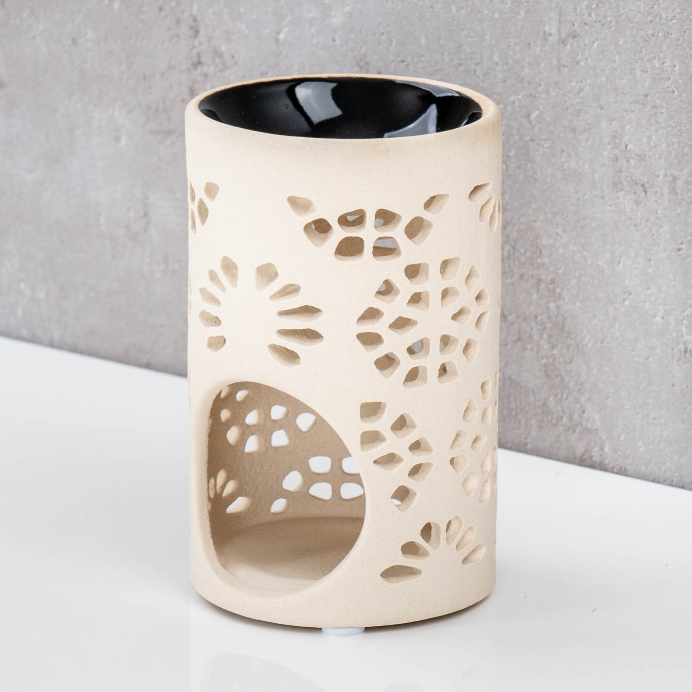 Duftlampe Keramik H11cm Creme Weiß Aromalampe Raumduft Tischdeko Duftlicht Deko