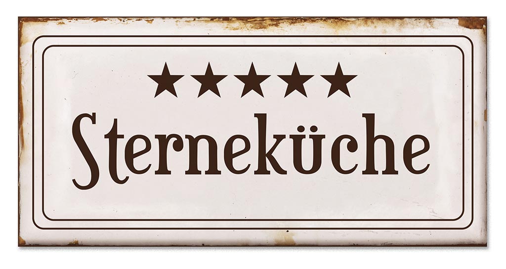 Blech-Schilder 3er Set je 18,5 x 9 cm Sterneküche Metall Schild Wanddekoration