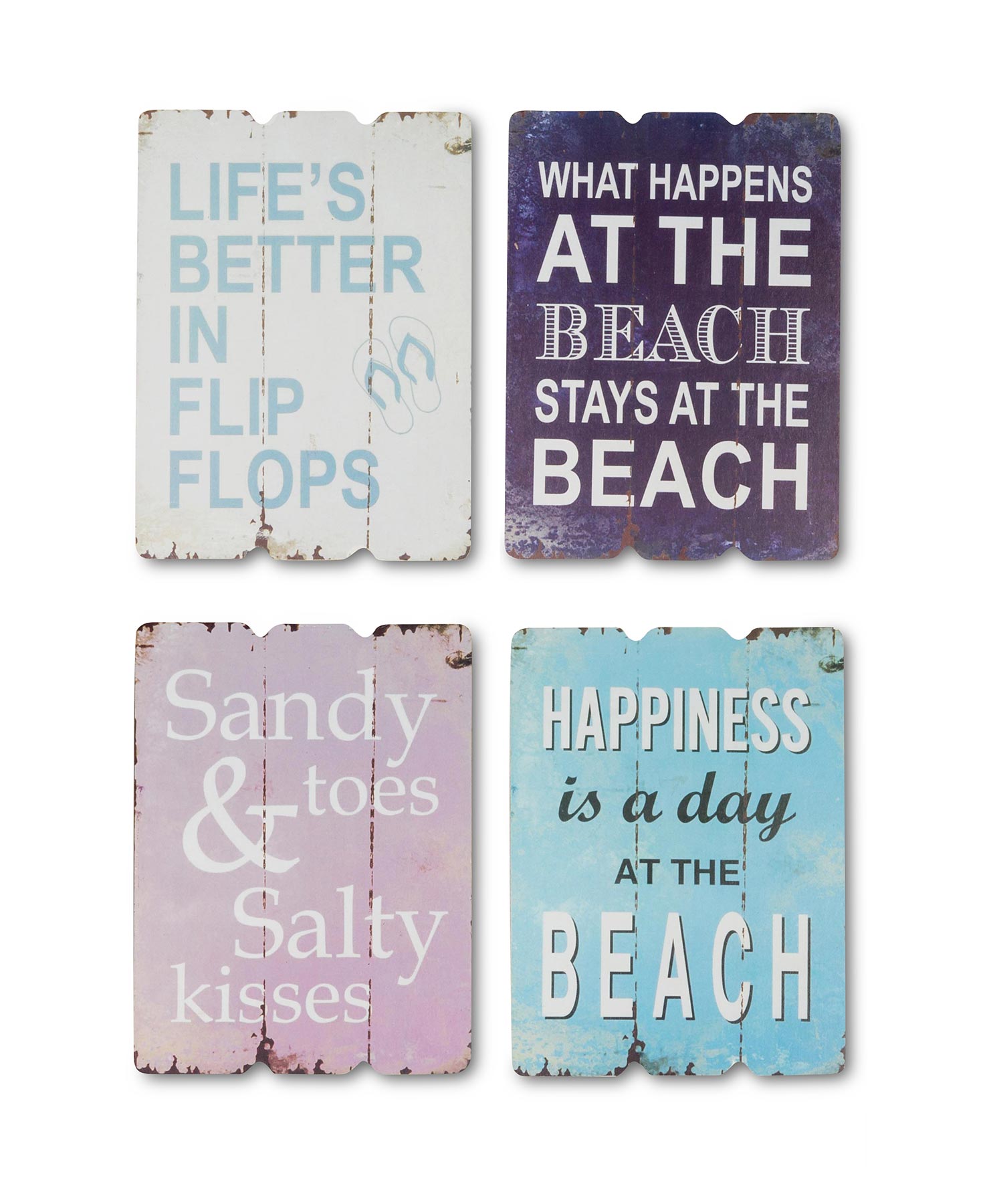 4tlg. Wandschilder Set Holzbild Holzschild Dekoschild Shabby Beach Maritim Meer