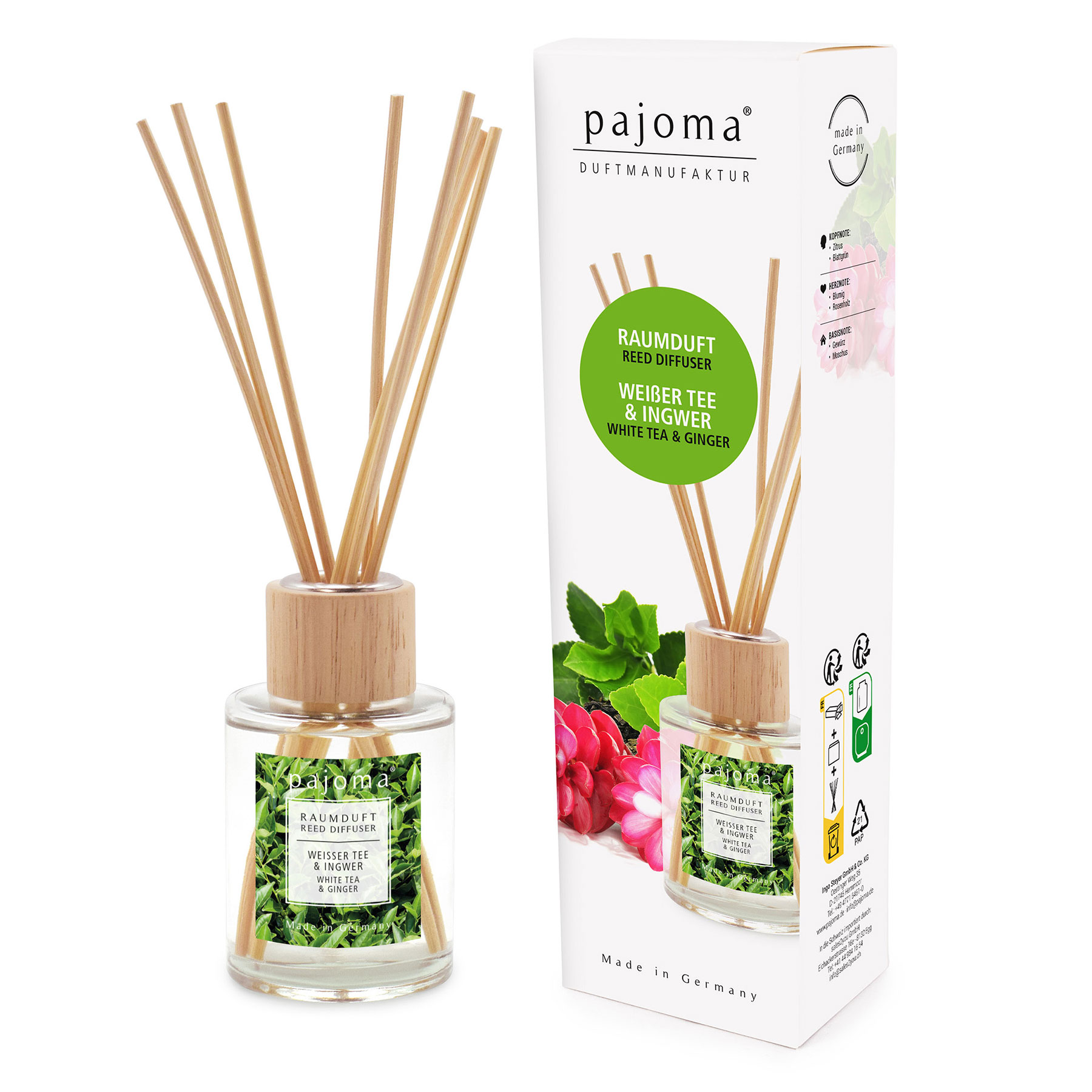 Raumduft 100ml Weißer Tee Ingwer Lufterfrischer Duftstäbchen Raumerfrischer