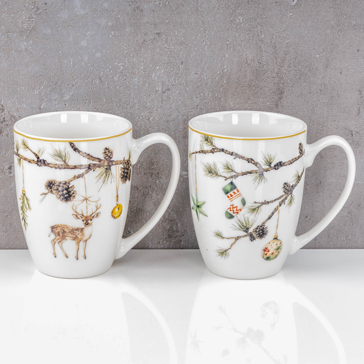 Weihnachtstassen 4er Set Becher Porzellan 350ml Weihnachten Kaffee Tee Getränk