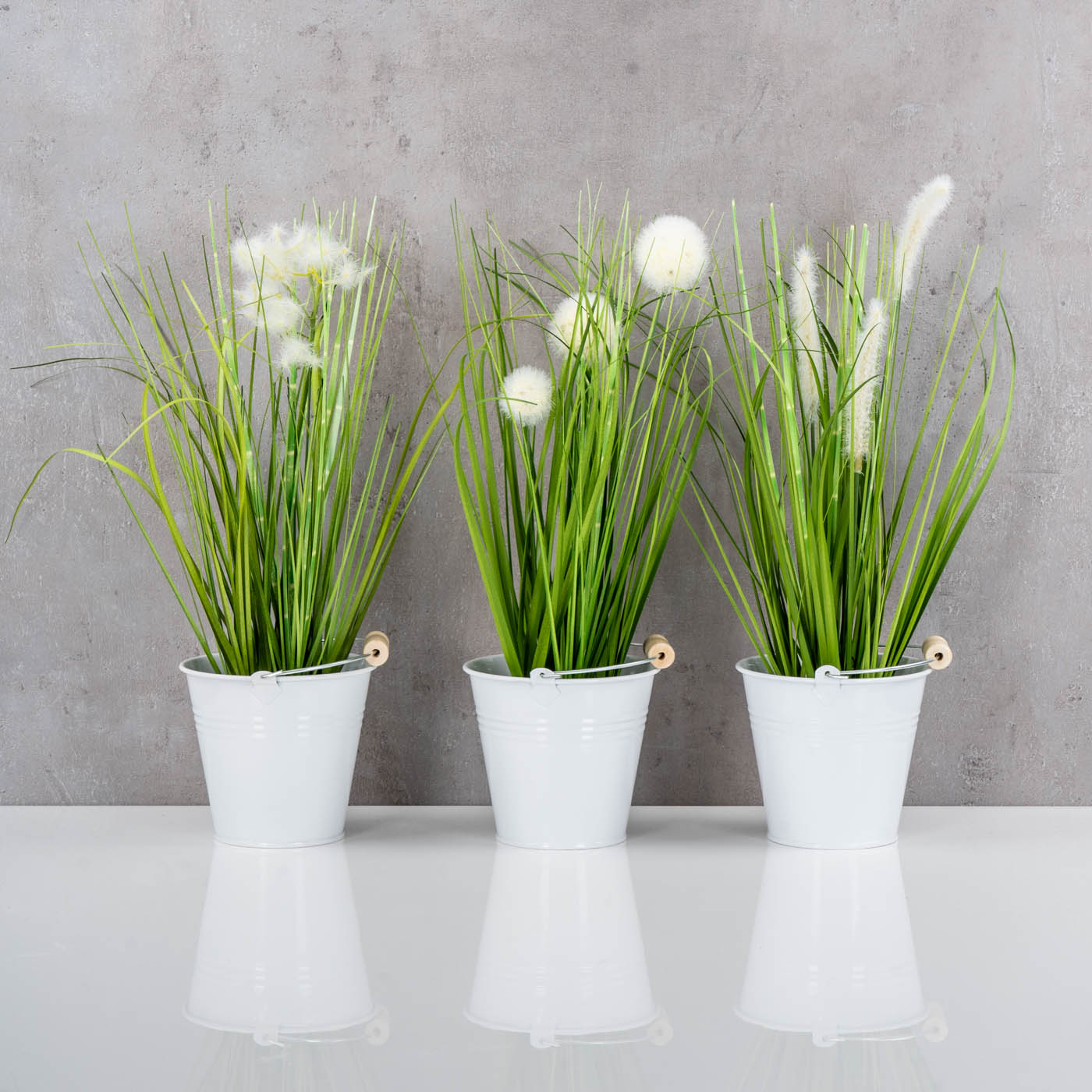 3er Set Pflanztopf Metall H10cm Weiß Kräutertopf Mini Eimer Verzinkt Blumentopf