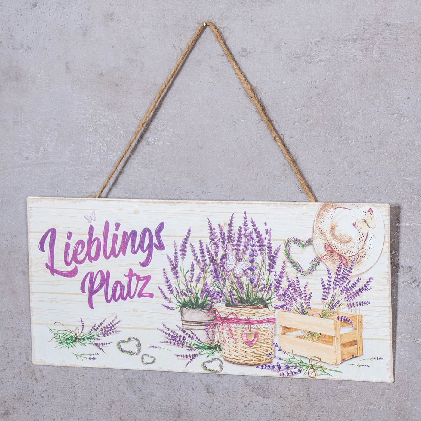 Metallschild Lieblingsplatz L30cm Lavendel Violett Wandbild Wanddeko Türschild