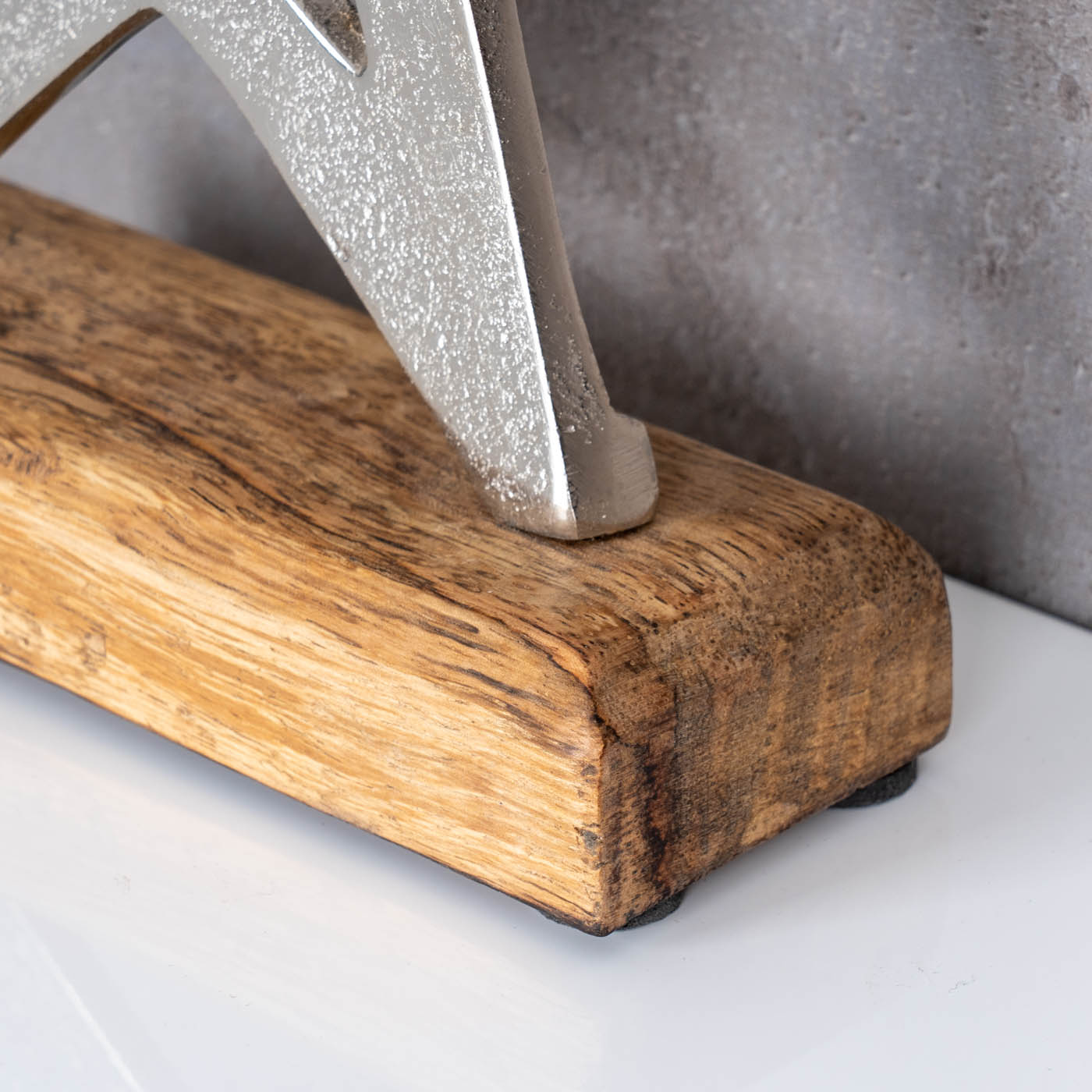 Stern 21x21cm Metall Mango Silber Braun Tischdeko Holz Metallstern Dekoration