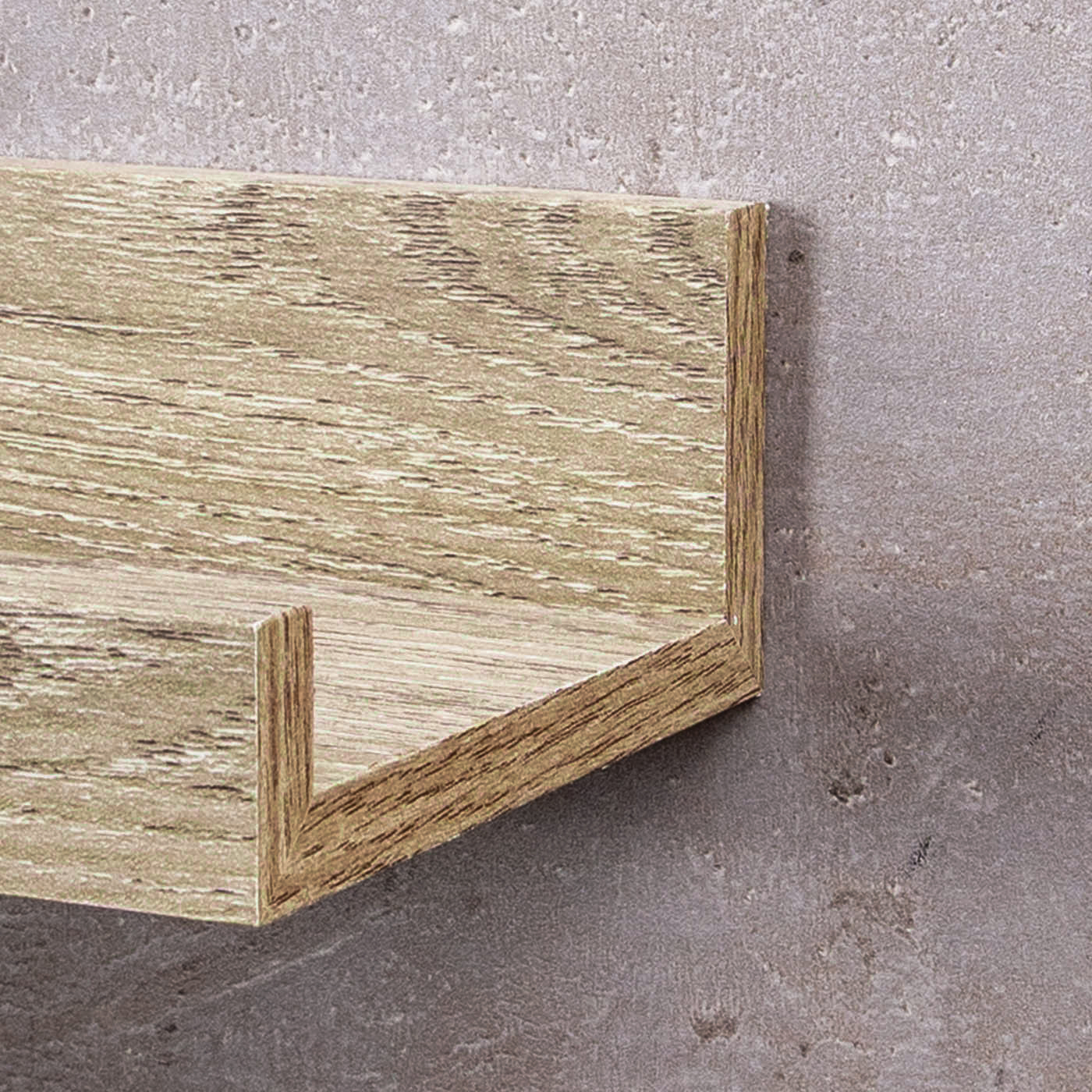 Bilderleiste Eiche Gekälkt L110cm MDF Holz Wandregal Schmal Wanddeko Hängeregal