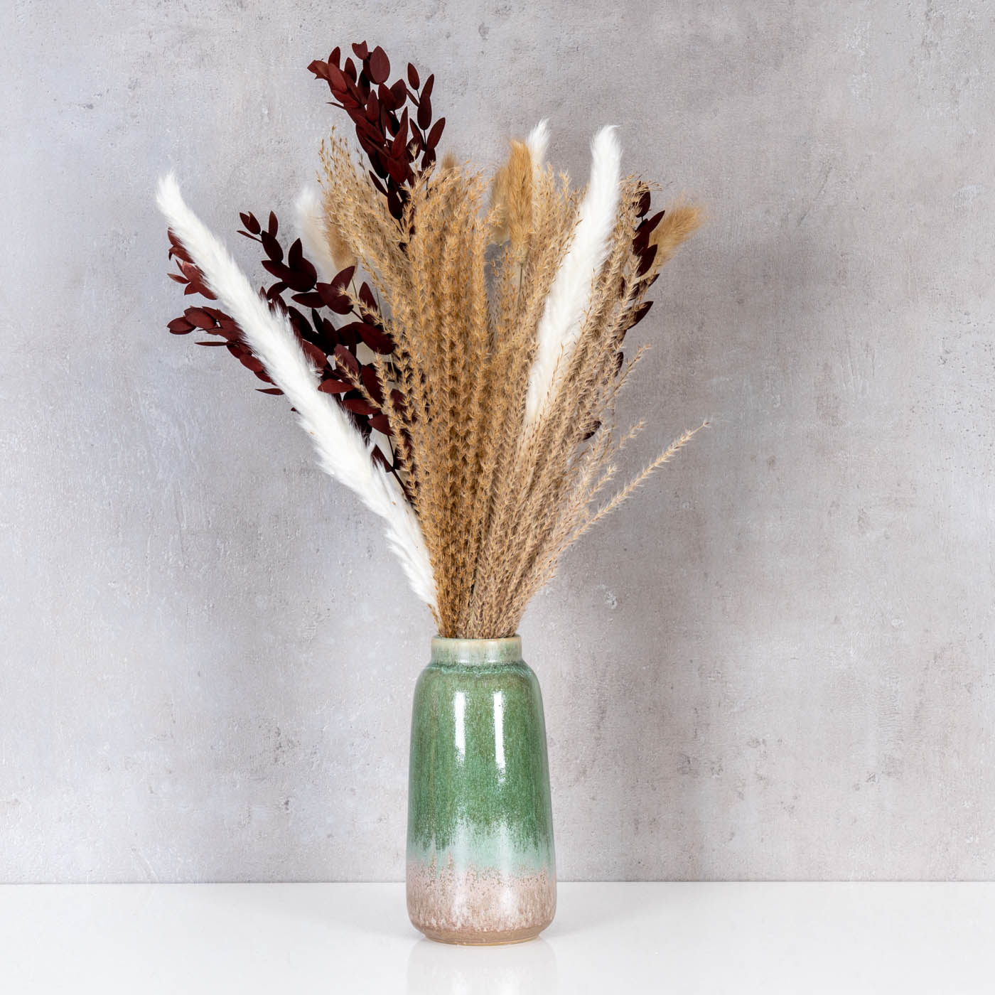 Blumenvase H17cm Vase Porzellan Grün Taupe Tischdeko Dekovase Deko Porzellanvase