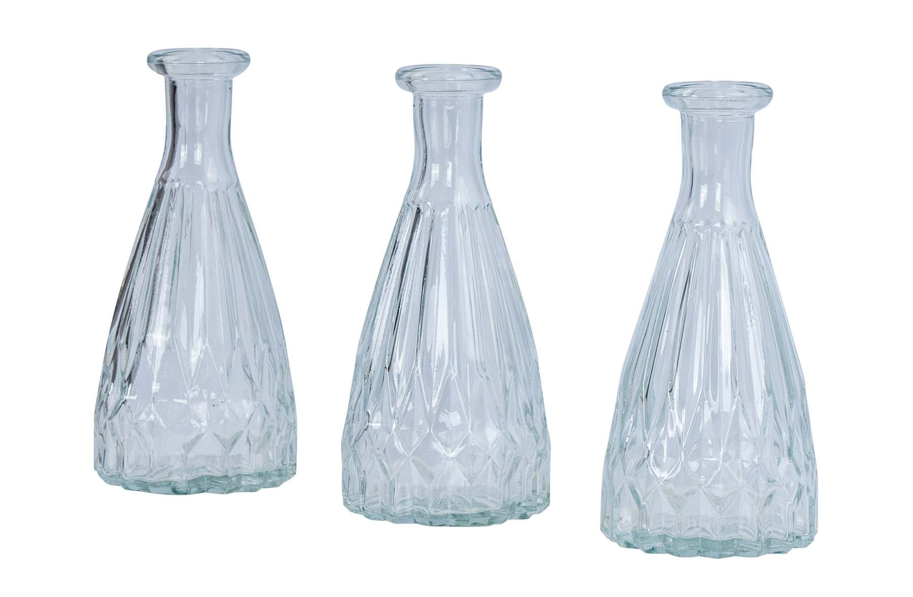 3er Set Vasen Glas H15cm Klarglas Blumenvase Tischdeko Glasvase Blumendeko