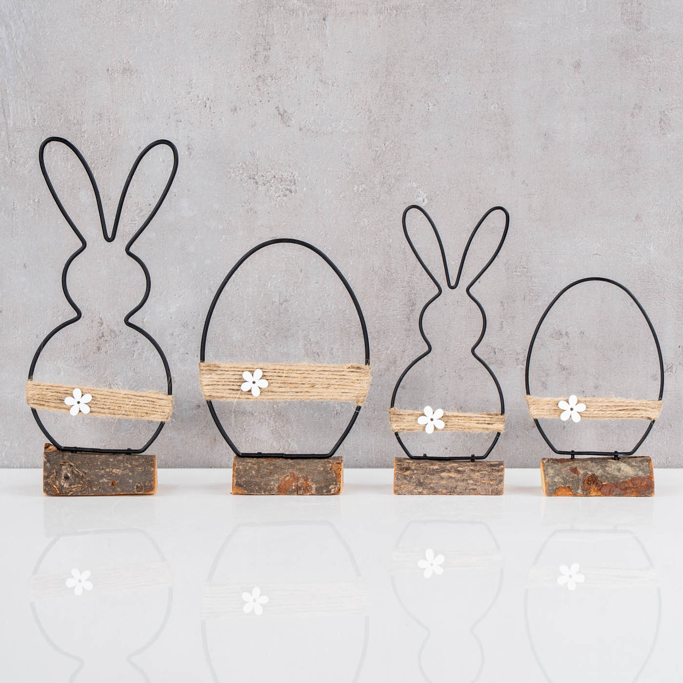 4er Set Deko Aufsteller Hase Metall Schwarz Osterdeko Osterei Tischdeko Frühling