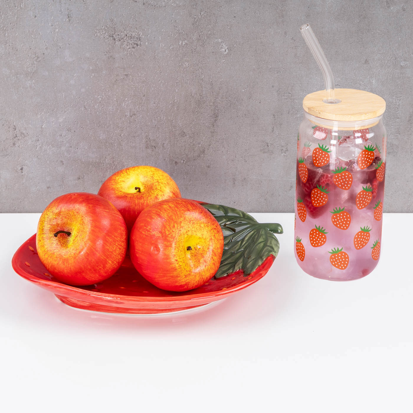 Teller Erdbeere Keramik 26cm Erdbeerschale Sommer Obst Dekoschale Tischdeko
