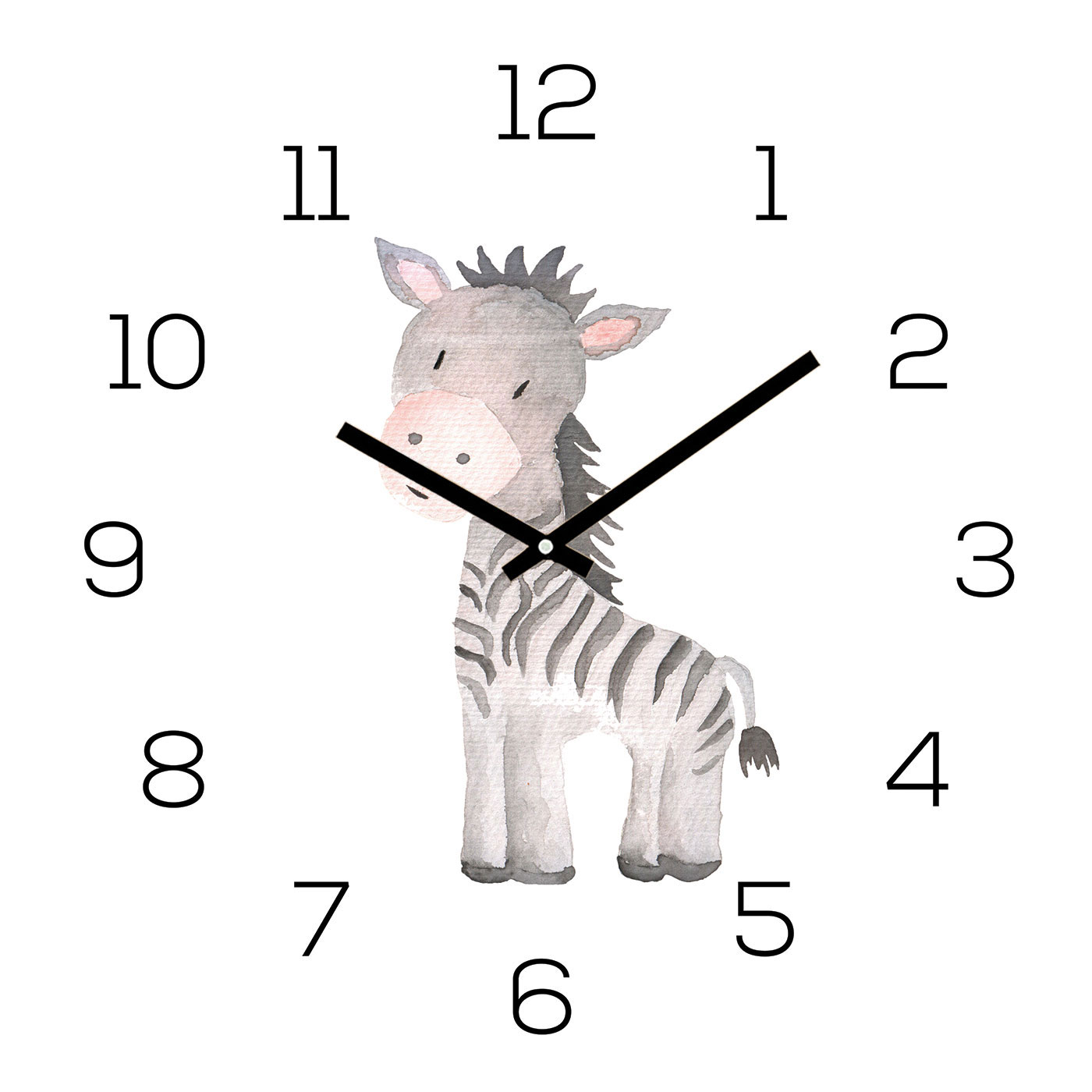 Wanduhr Zootiere 30x30cm Zebra Glas Kinder Uhr Glasbild Tiermotiv Wanddeko