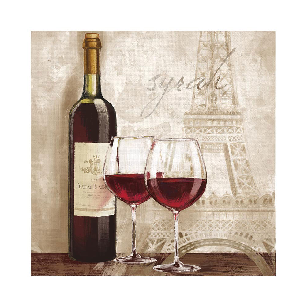 levandeo Glasbild  30x30cm Wandbild Glas Wein Paris Küchendeko Frankreich