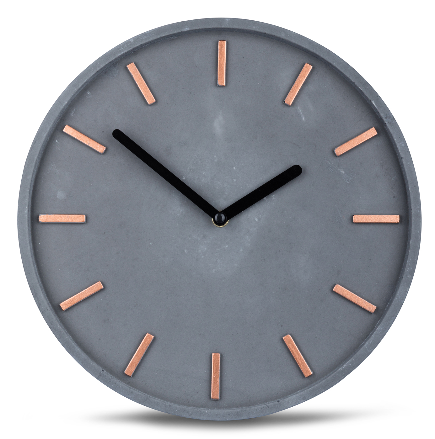 Hochwertige Beton-Uhr Wanduhr ca. 30cm Grau Kupfer Uhrzeit modern Wanddeko